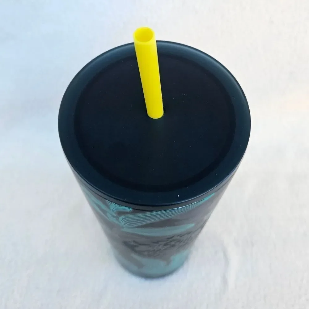 Starbucks Blue and Green Floral Steel Tumbler 24oz
